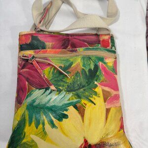 Maurizio Taiuti floral Italian Leather crossbody bag.